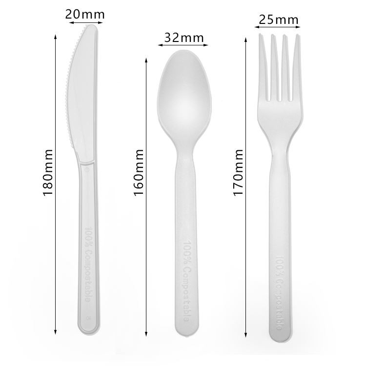 biodegradable cutlery set size